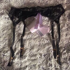 Savage X Fenti Black Lace Garter Belt S